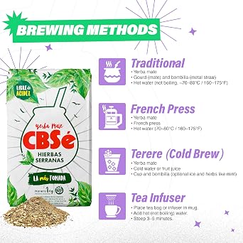 CBSe Hierbas Serranas Loose Leaf Yerba Mate Tea with Mountain Herbs, Naturally Caffeinated, Gluten-Free, 1 kg (2.2 lbs)