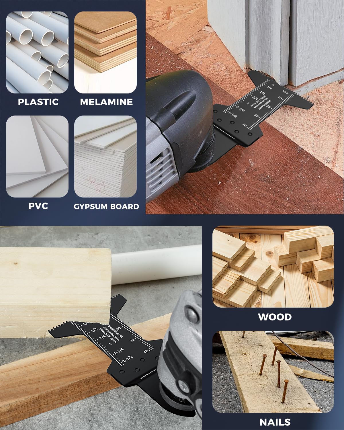 GORWARE 100 hojas de sierra oscilantes universales de madera y plástico, cuchillas multiherramienta de liberación rápida de 1-3/4 pulgadas, compatibles con Milwaukee, Dewalt, Makita, Rockwell, Ryobi,