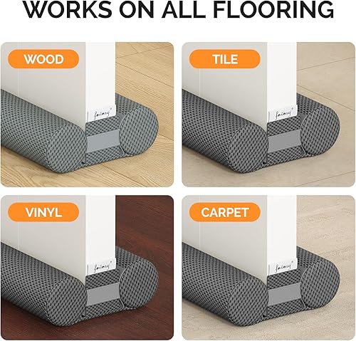 Miniatura 6 de fowong Tope de puerta ajustable de 36 pulgadas para parte inferior de puertas, 30 a 36 pulgadas, insonorización, bloqueador de ruido, espacio de