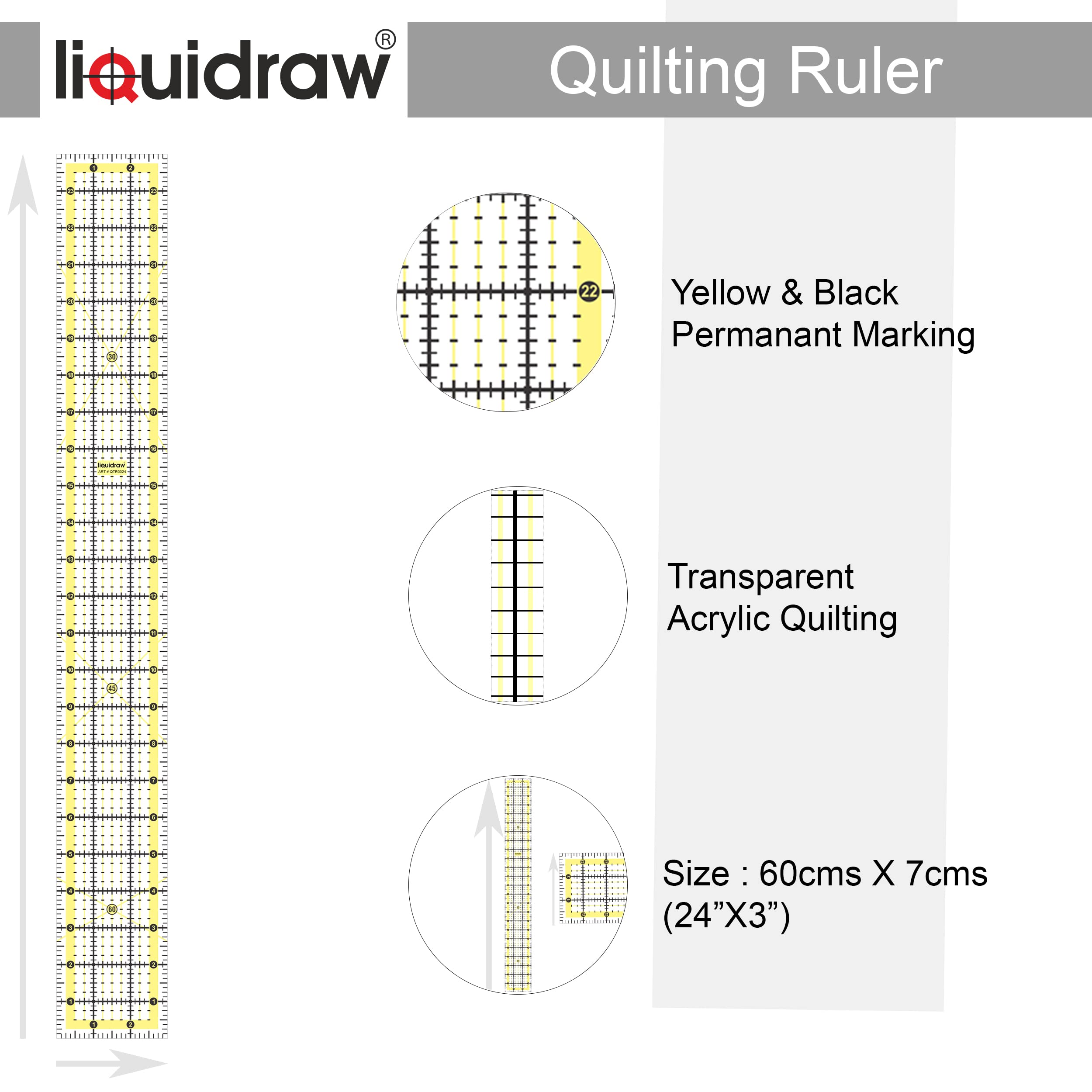 Righello Quadrato Per Trapuntatura In Acrilico - 15,2x15,2 Cm, Con Marcature Angolari, Per Cucito E Quilting - Foto 5
