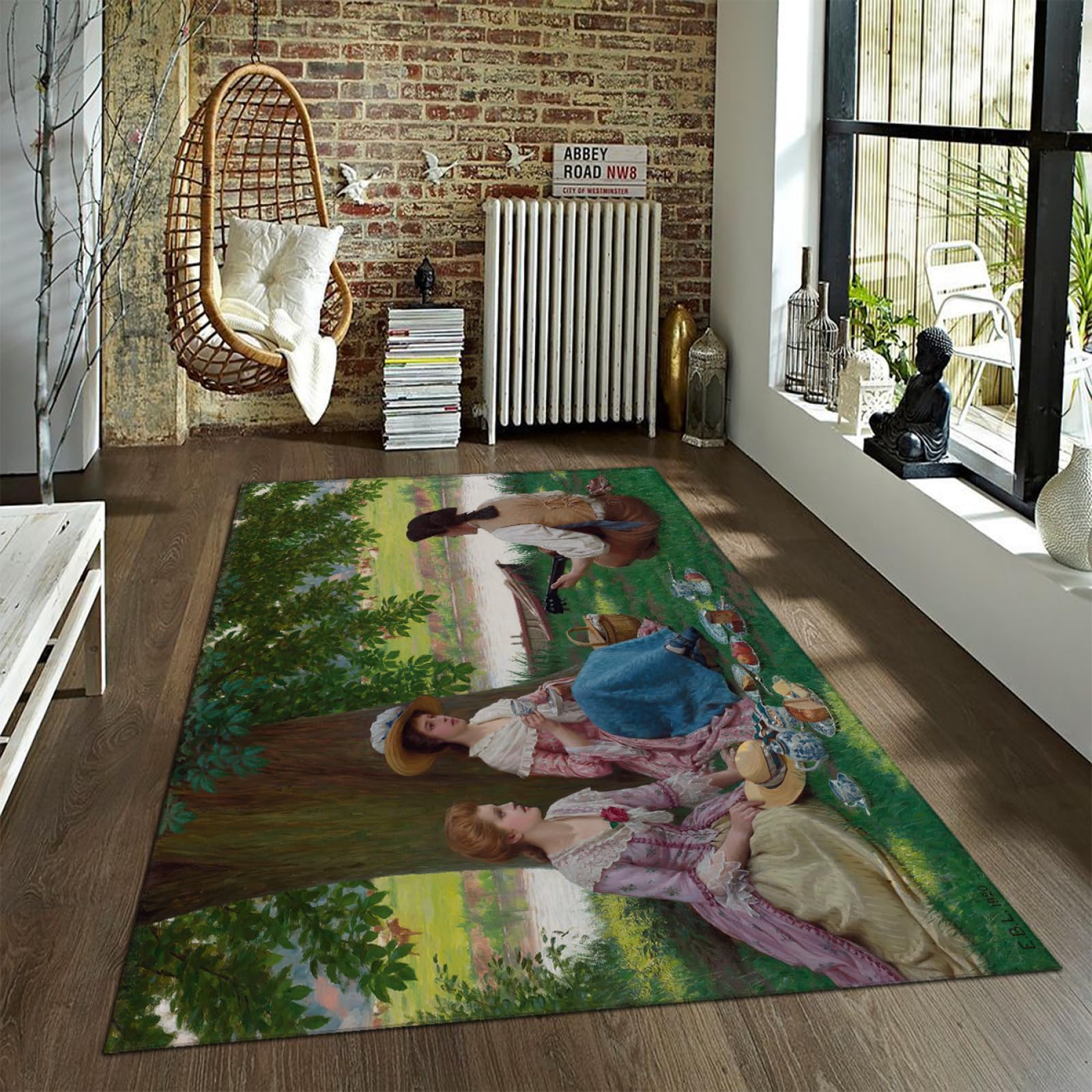 Dywan z naturalną scenerią 160 x 230 cm - ciepły rodzinny dywan na zewnątrz nowoczesny kreatywny dywan narzuta dywany z gumowym spodem można prać