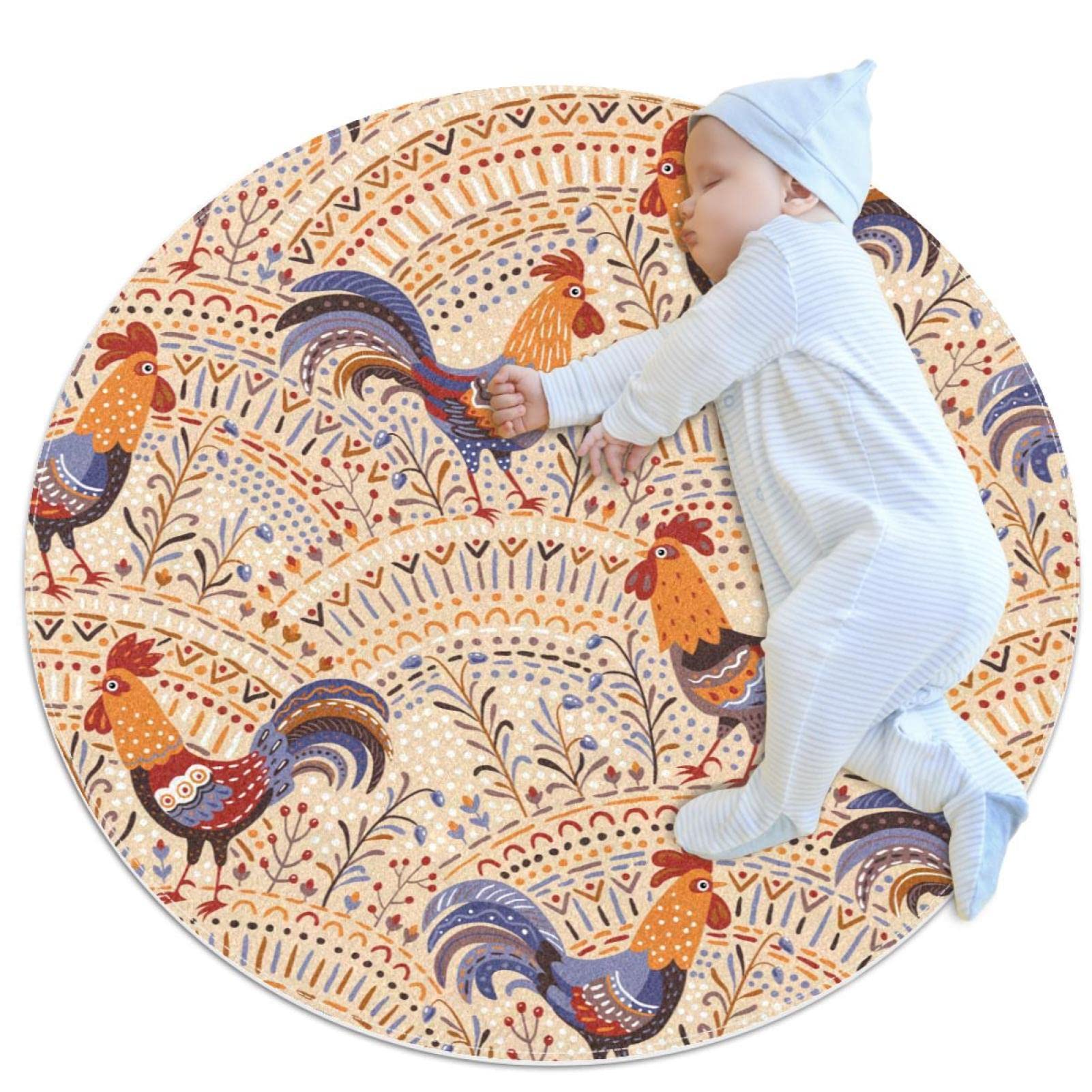 Tapis de salle de bain pour éviter les glissades motif coq et poules