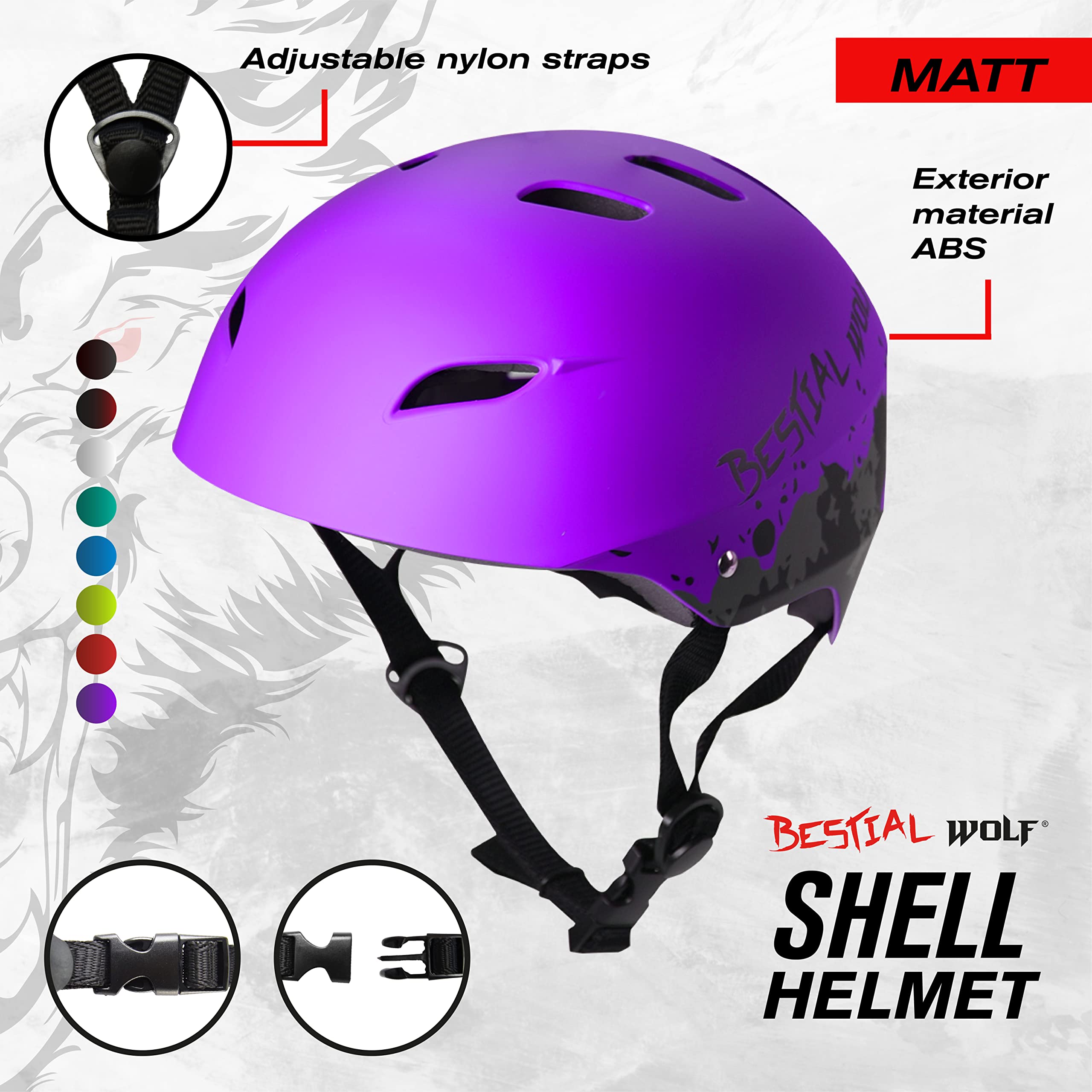 BESTIAL WOLF Shell Casque Casque Universel Unisexe Réglable de 8 à 99 Ans pour Les Sports Nautiques.