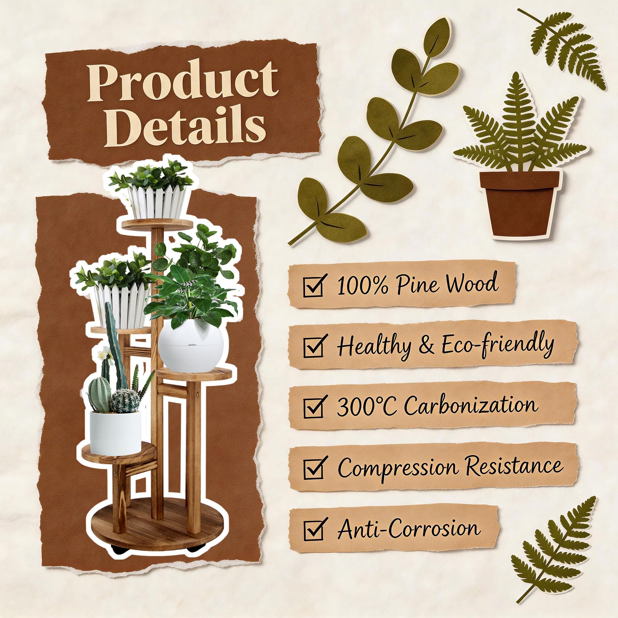 GEEBOBO 5 Tier Plant Stand - Indoor & Outdoor -6