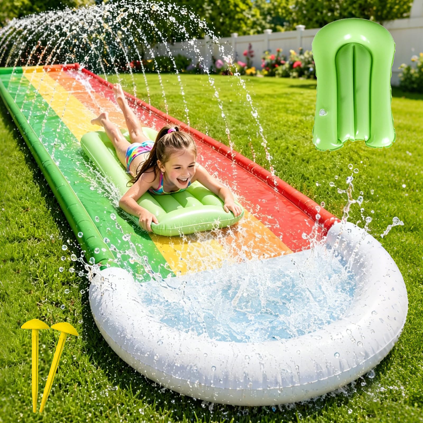 Toboggan Aquatique,Toboggan pour Pelouse de Jardin Gonflableavec Bodyboard,Jouet Aquatique pour l'Extérieur,Toboggans Piscine Hors Sol,Jouet d'eau d'été pour Enfants et Adultes,Extérieur et Jardin