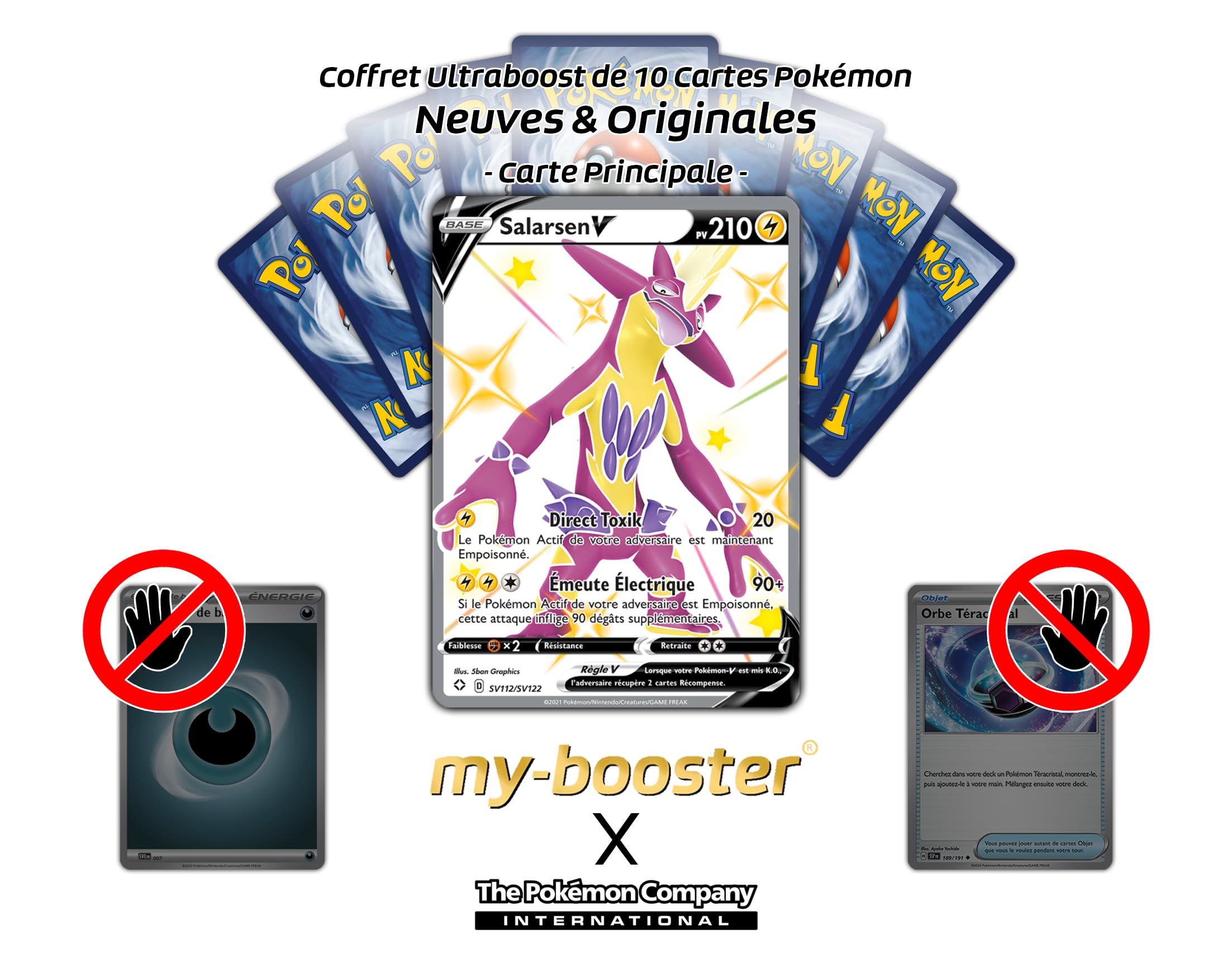 my-booster Salarsen V (Toxtricity V) SV112/SV122 Full Art Cromatico Secreto X Écarlate et Violet 4.5 Destinées Radieuses - Box di 10 carte Pokémon Francese