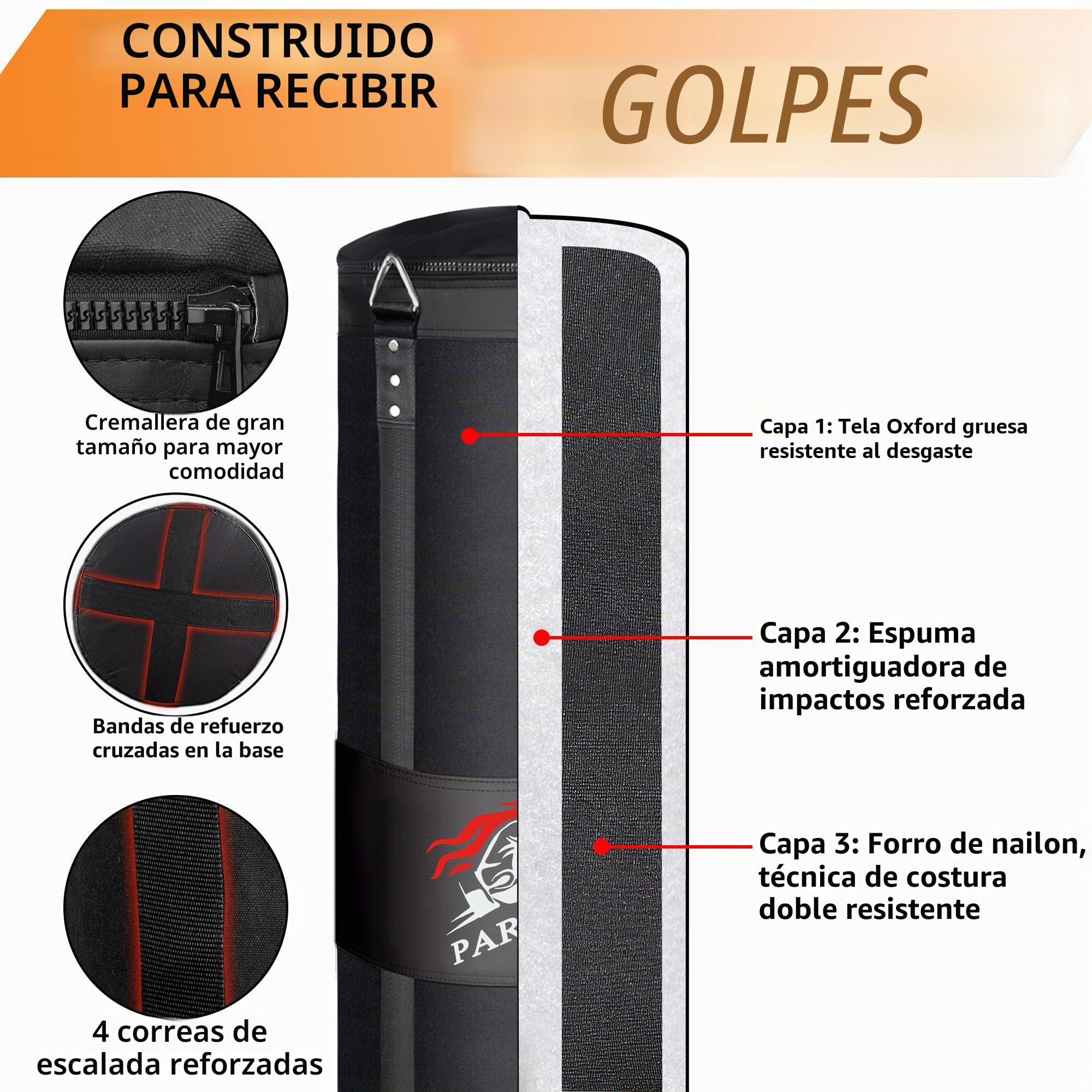 Saco de Boxeo Colgante de Tela Oxford 120 cm para Adultos | Incluye Guantes de Boxeo, Muñequeras, Cuerda de Saltar y Pelota de Reacción | Ideal para MMA, Kickboxing y Muay Thai