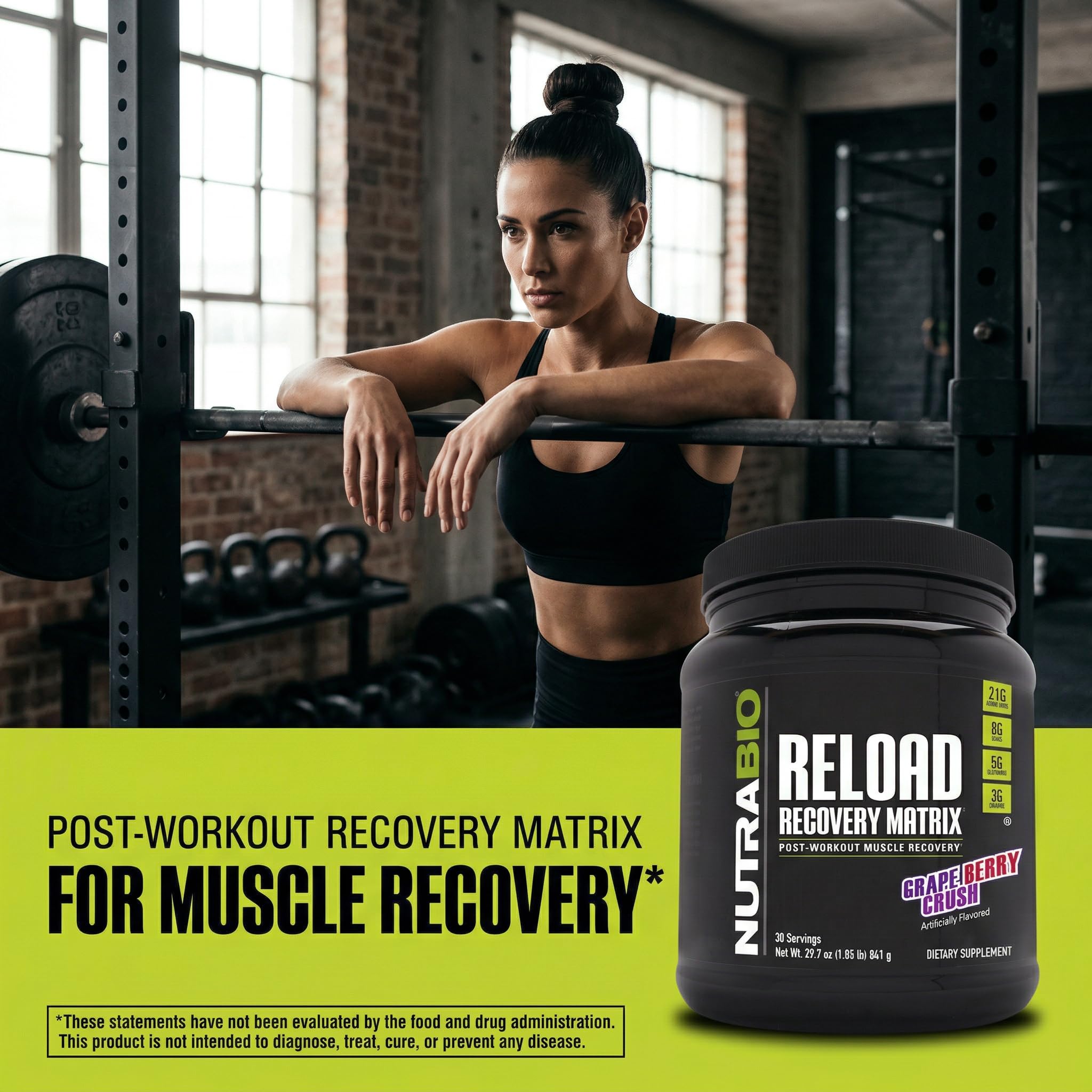 NutraBio Reload - Powerful Muscular Recovery Formula - Post-Workout Supplement - 3G Creatine - 8G BCAAs - 5G Glutamine - 30 Servings, Grape Berry Crush — Amazon image 5