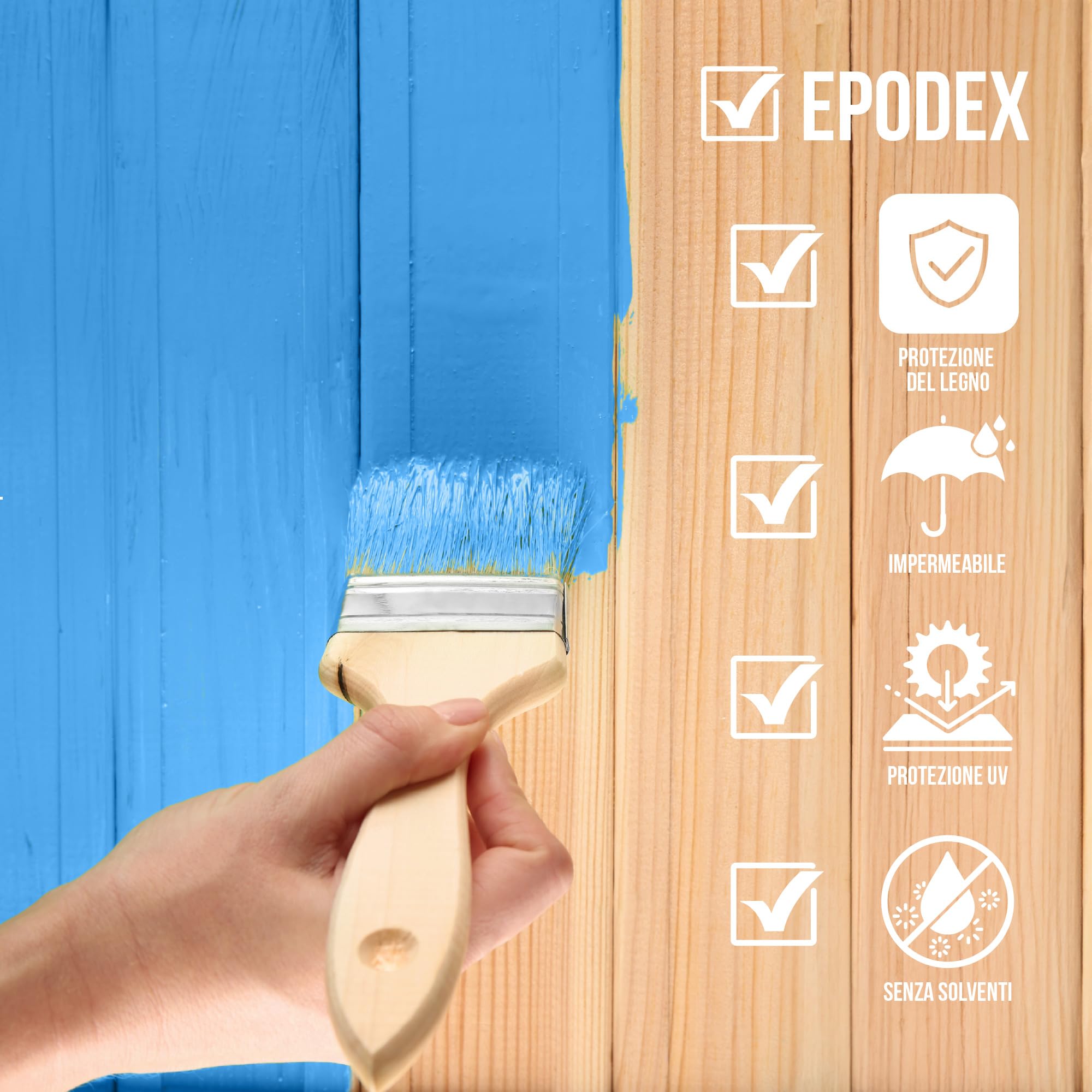EPODEX ACRYLIC PROTECT Vernice per Mobili - Forest Pastel | Smalto per Legno, Porte e Frontali Cucina, a Base d'Acqua, Resistente all'Abrasione, 1kg (8m² per una mano)