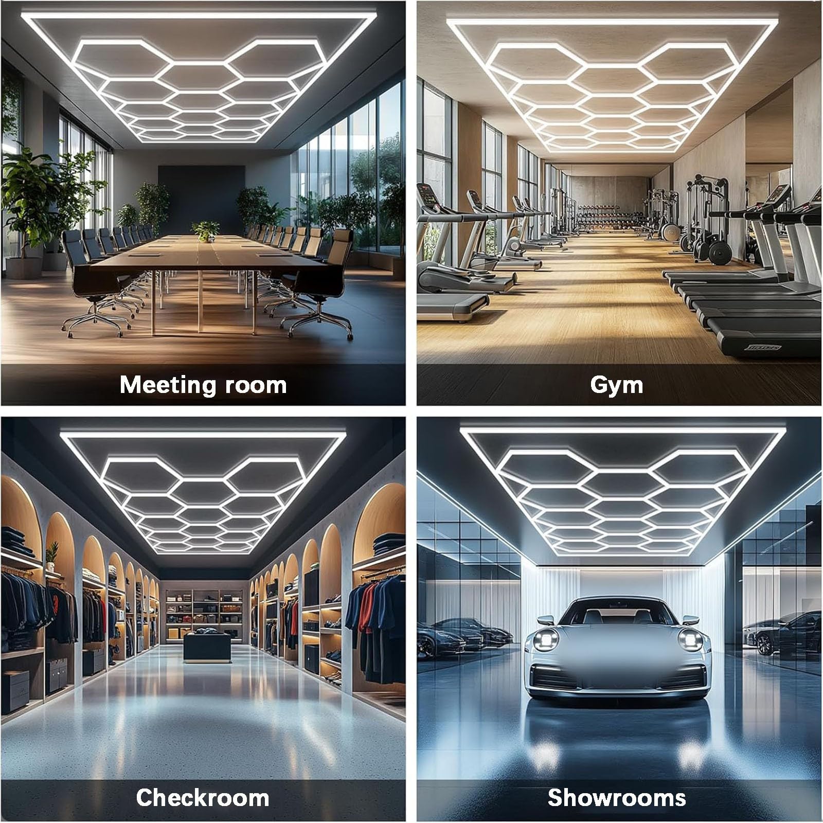 Oprawa garażowa LED, sześciokątna lampa sufitowa LED, oświetlenie garażowe, do warsztatów, myjni samochodowych, sal fitness 10 HEX