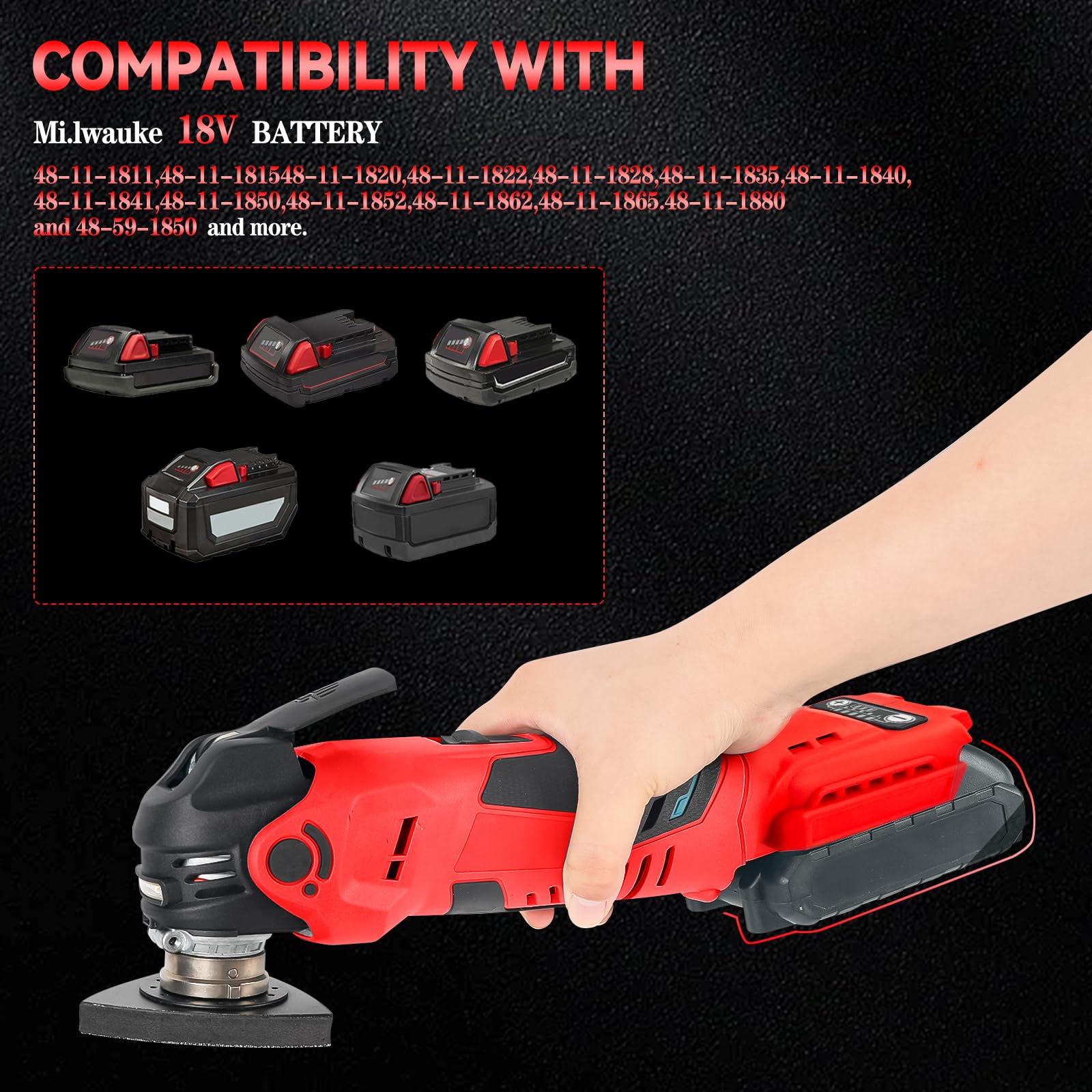 Utensili oscillanti multifunzione per batteria Milwaukee 18 V, strumento oscillante senza spazzole con accessori da 22 pezzi, 5 velocità variabili, angolo di oscillazione 4° (senza batteria)