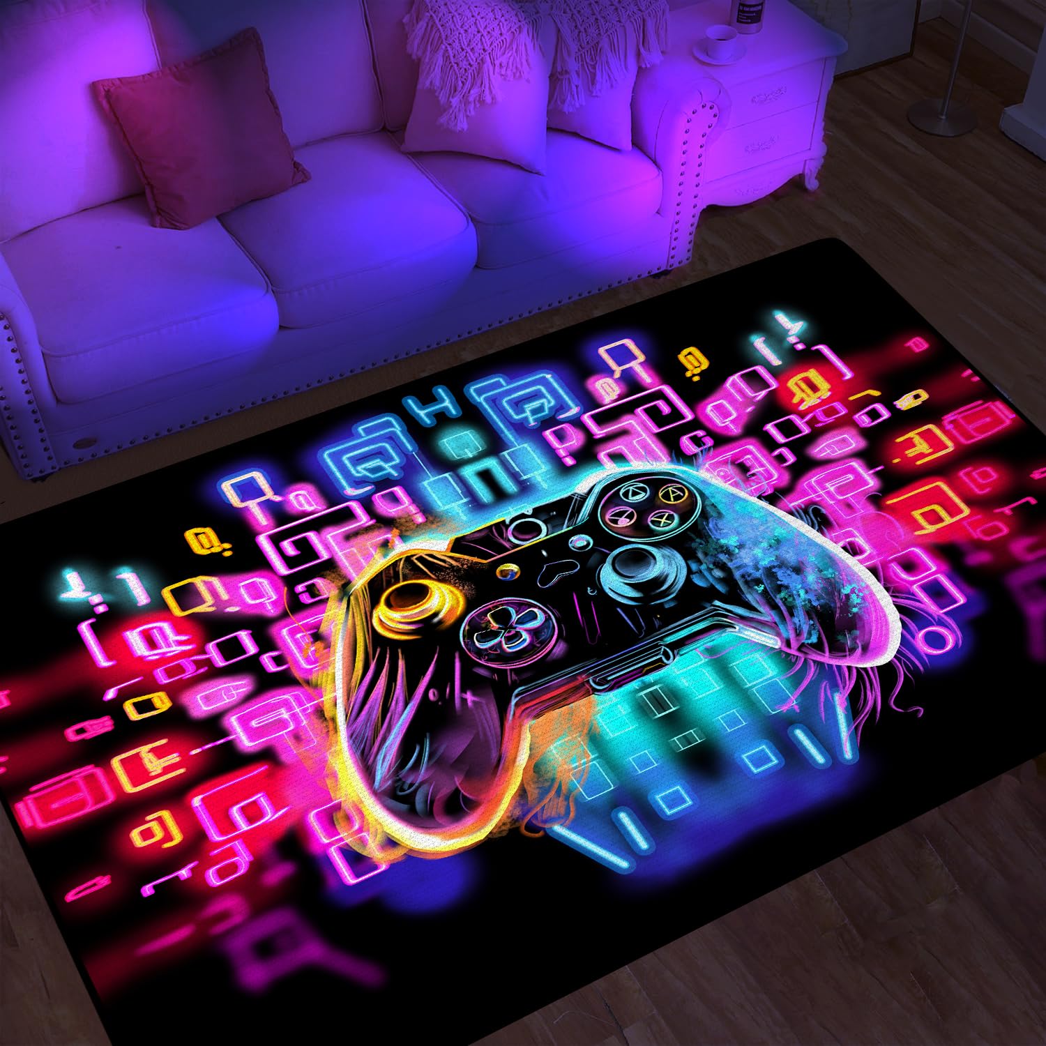 Gaming Area Rugs for Boys Cool Gamer Control Carpets for Bedroom Large Non Slip Area Rugs for Playroom