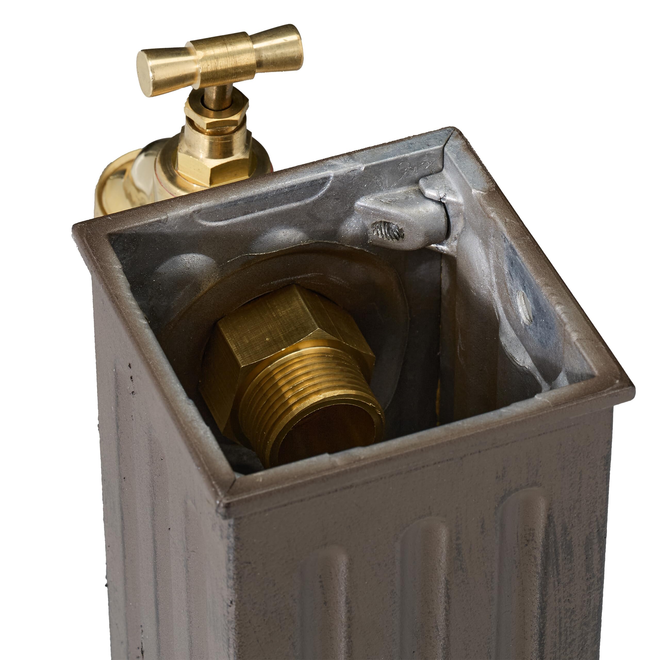 Relaxdays Fontaine extérieure de Jardin, avec Robinet et bac, HxLxP : 82 x 29 x 33 cm, Aussi pour la terrasse, Marron