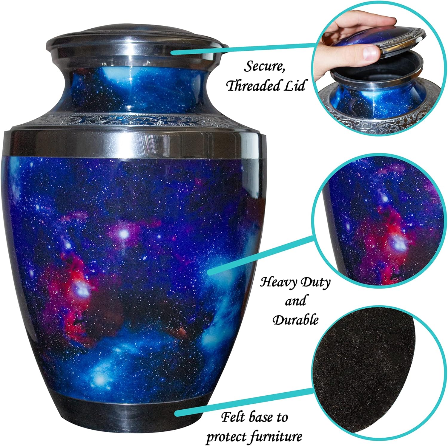 Cosmic Galaxy Universe Cremation Urns for Human Ashes Large and Keepsake Urn for Cremation, Funeral, Burial or Columbarium (Large, with Personalization)