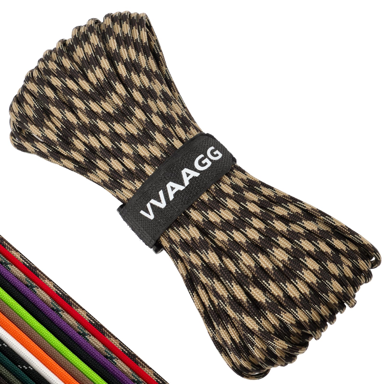 VVAAGG 550lb Paracord Rope 100FT: 4mm Lightweight and Durable Camping Rope 7 Strand Nylon Parachute Cord for Fishing Clothesline Hammock Tent &amp; Survival DIY Bracelet BLCamo
