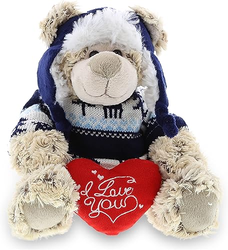 Miniatura 1 de DolliBu Peluche de oso polar I Love You, lindo animal de peluche para San Valentín, aniversario, cita romántica, 9 pulgadas