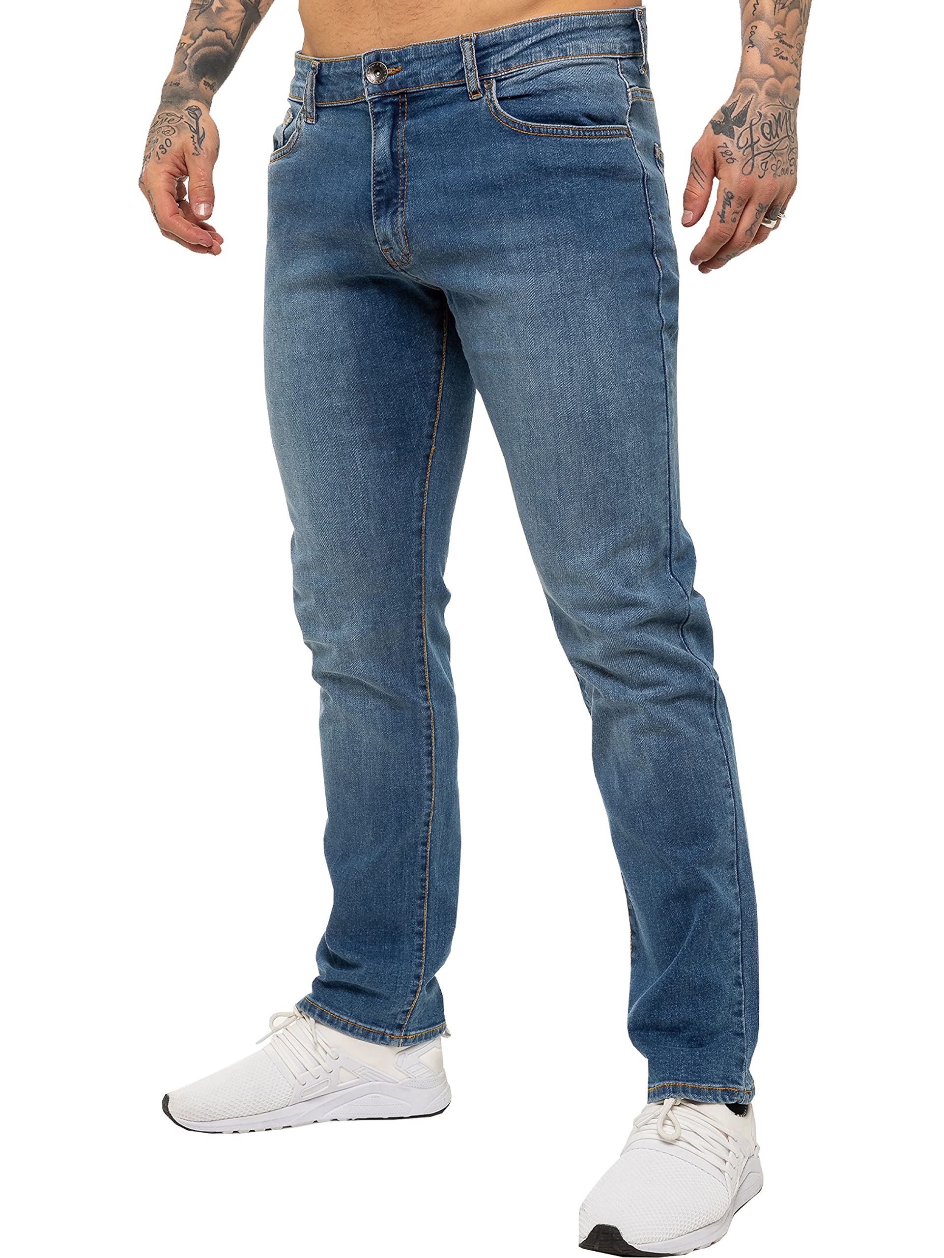 Ze Enzo Men's Mid Stonewash Kz127 Msw 48 Regular
