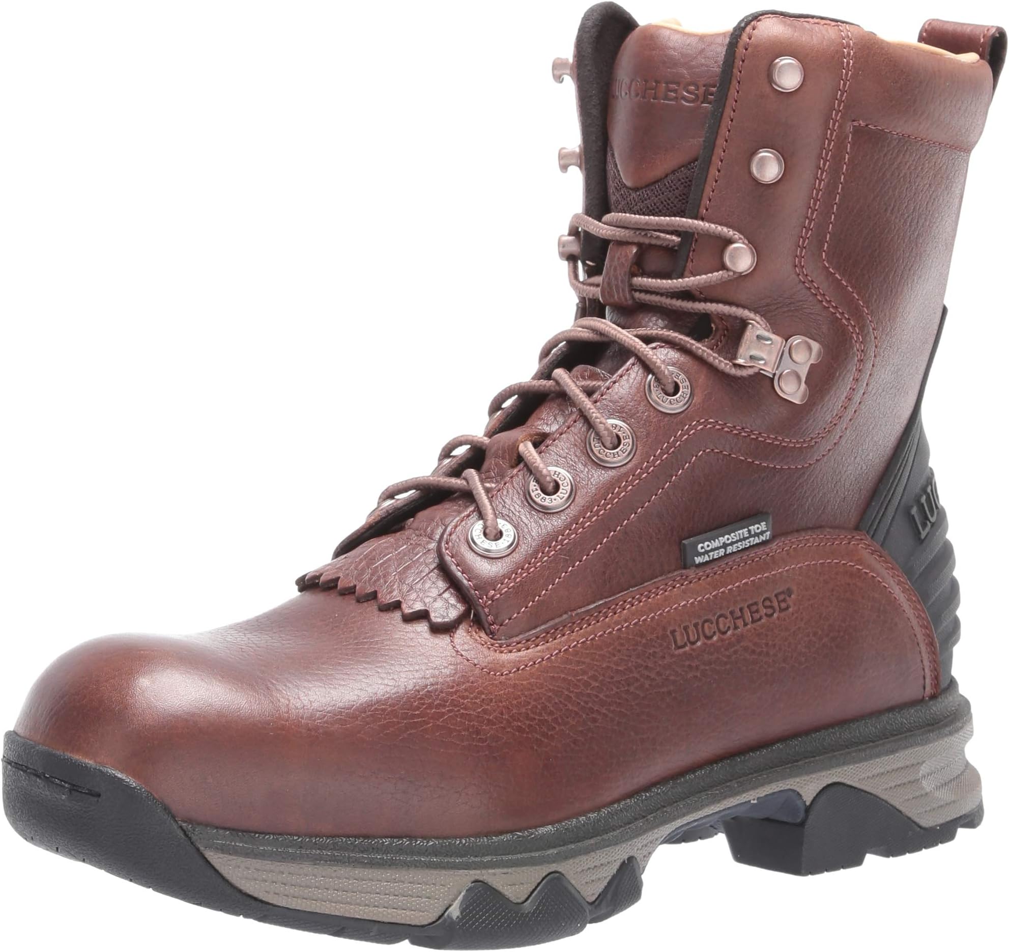 LuccheseBootmaker Men's 8" Lace Up Work Boot: Nano Composite Safety Toe Construction
