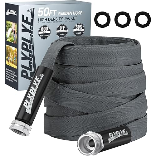 Garden Hose 50ft, Made of TPU(Not PVC), Ultra-Light & Flexible Water Hose, Non-Shrinking, Easy to Store, Drinking Water Safe Material, All-weather, Black&Gray