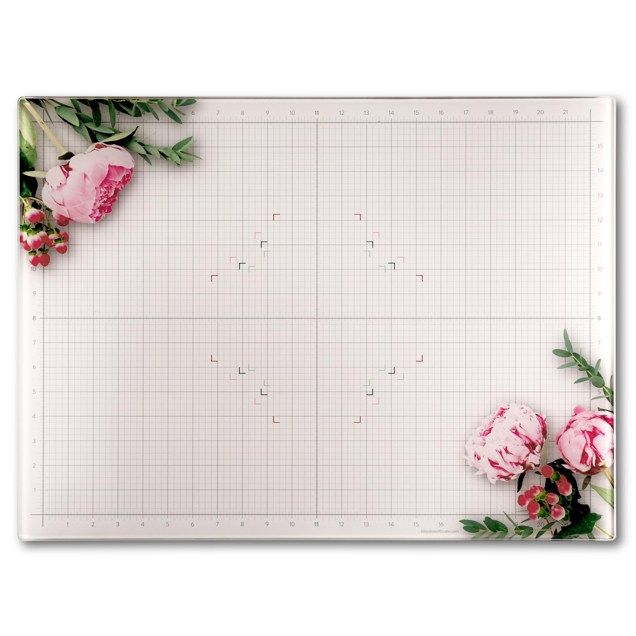 GLASSBOARD STUDIO Tappetino in vetro con motivo floreale (45,7 x 61 cm), magnetico, resistente al calore e ai graffi, antimacchia, per artigianato, taglio, pittura, opere d'arte miste, linee angolari
