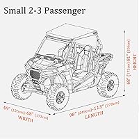 Vista 5 de Cubierta UTV 420D impermeable de tela Oxford, cubierta de UTV lado a lado con bolsa de almacenamiento M 114 x 65 x 75 pulgadas para 2-3 pasajeros