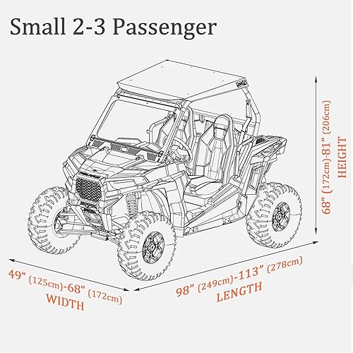 Miniatura 5 de UTV Cover 420D impermeable de tela Oxford, lado a lado, cubierta UTV con bolsa de almacenamiento M 114 x 65 x 75 pulgadas, compatible con Polaris