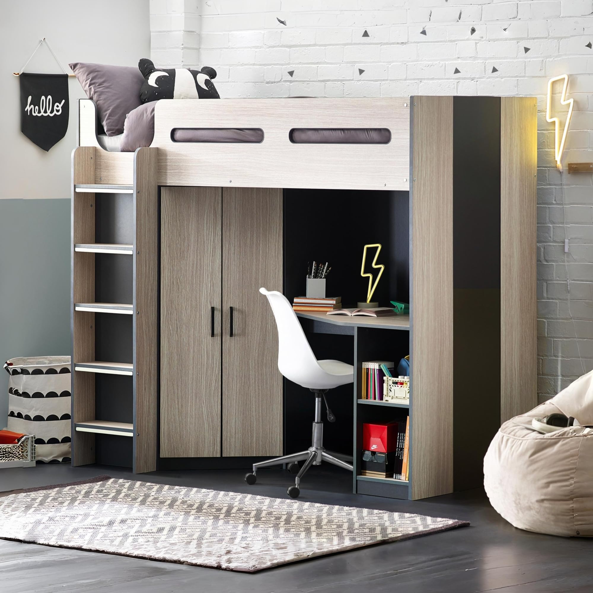 Julian Bowen Hercules High Sleeper - Woodgrain & Anthracite Sleepers