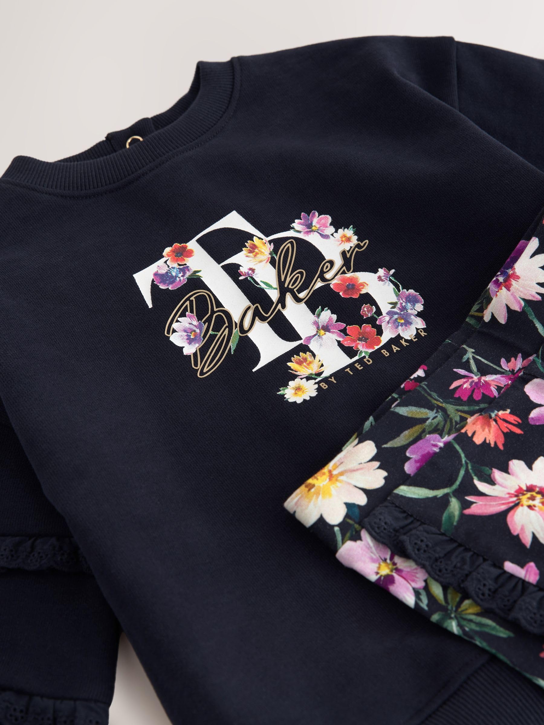 Bebés niña Conjunto de 2 piezas de sudadera y leggings acampanados con estampado floral