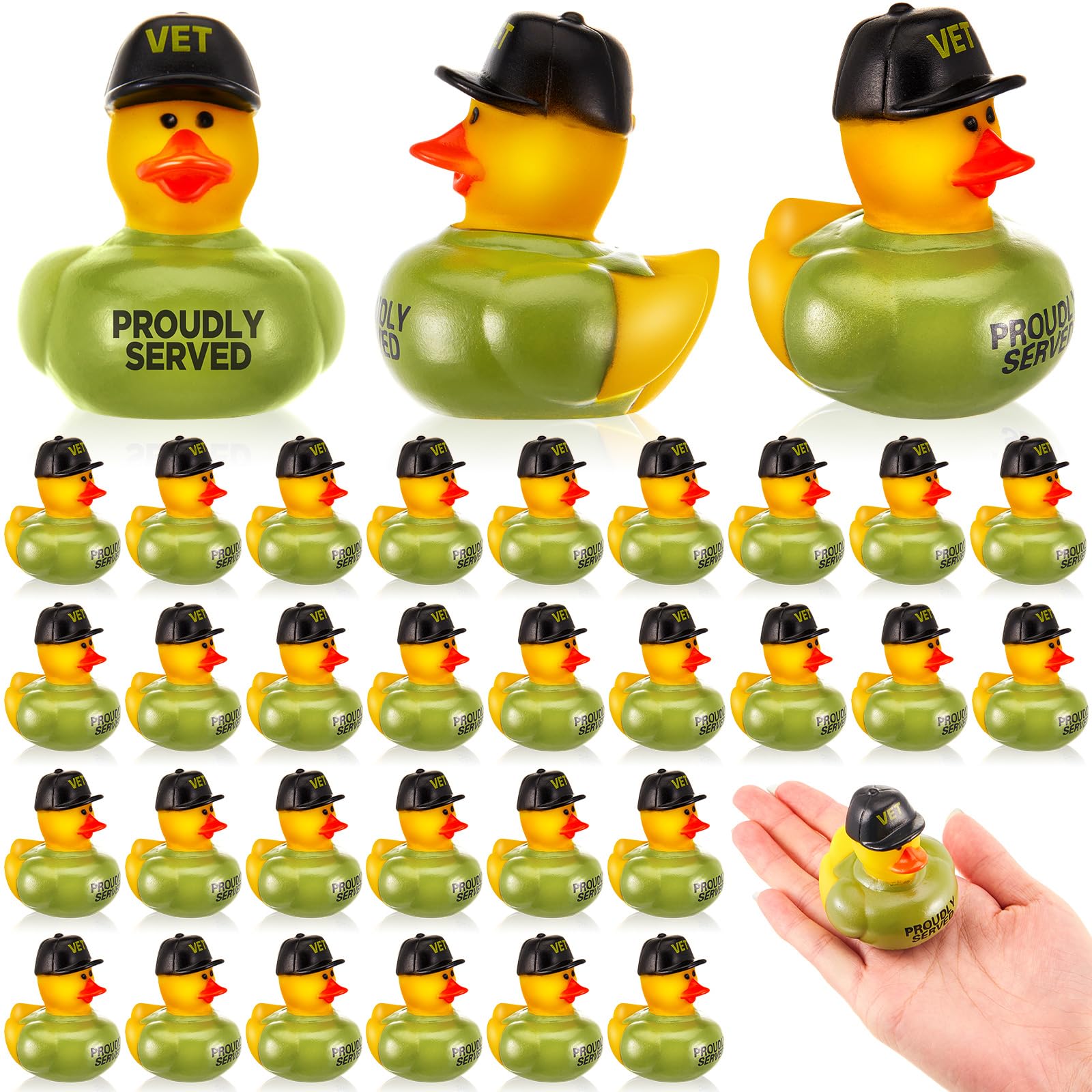 Deekin 100 Pcs Veteran Rubber Ducks Bulk 2 Inch Rubber Ducks Party Favor 250th Anniversary Decorations for Birthday Pool Party Occupation Cosplay 250th Anniversary