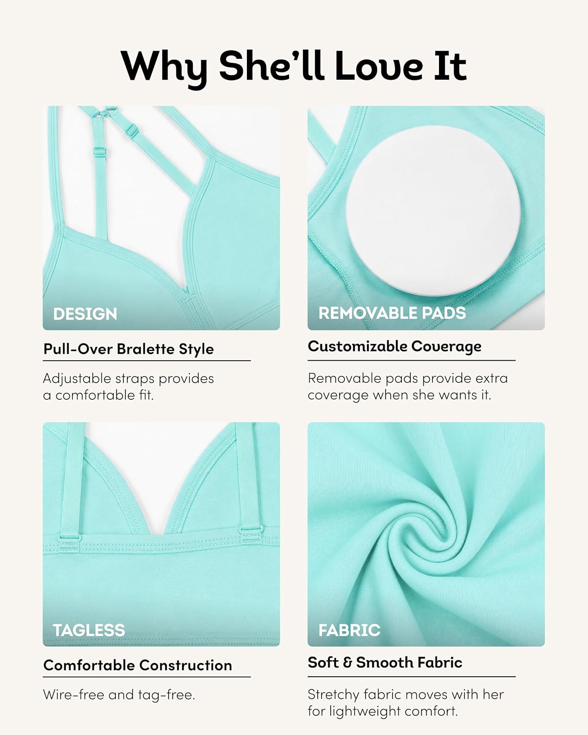 Fruit of the Loom Girl's Soft & Smooth Seamless Training Bra Multi-Pack image 4
