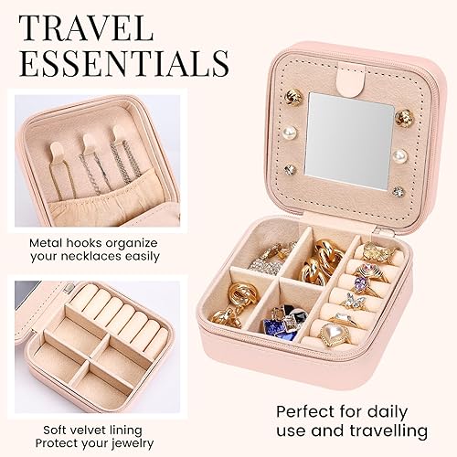 Miniatura 4 de Yaztops Estuche de joyería imprescindible para viajes, accesorios de viaje esenciales para mujeres, adolescentes, niñas, regalos de moda, regalos