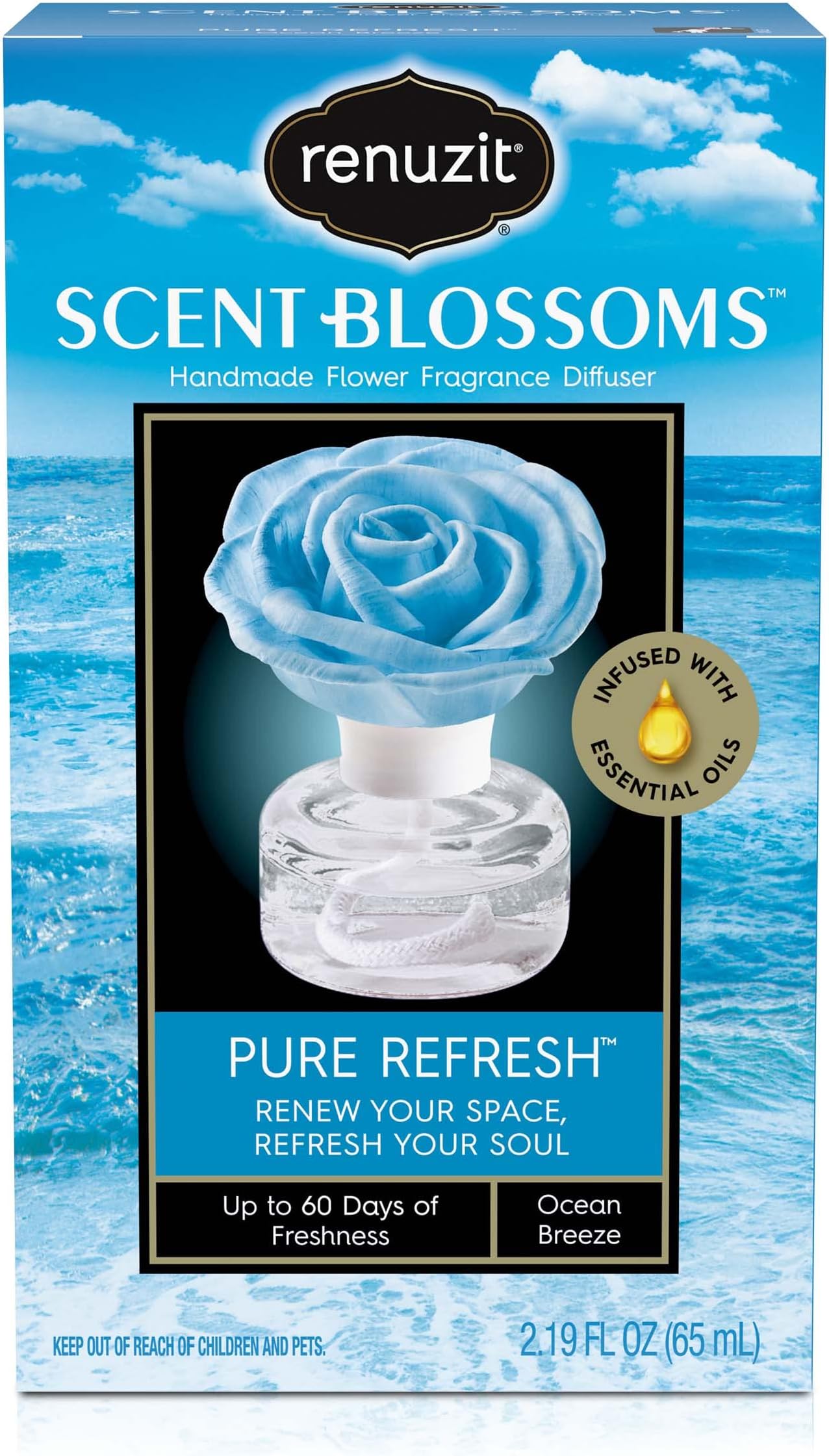 Renuzit Scent Blossoms Fragrance Diffuser Handmade Flower, Pure Refresh, 1 Count