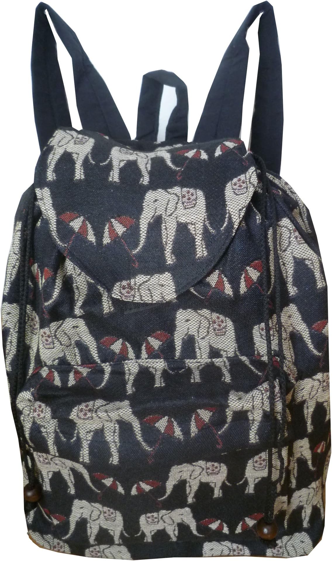 Ariyas Thaishop, Hand woven cotton backpack with elephant pattern