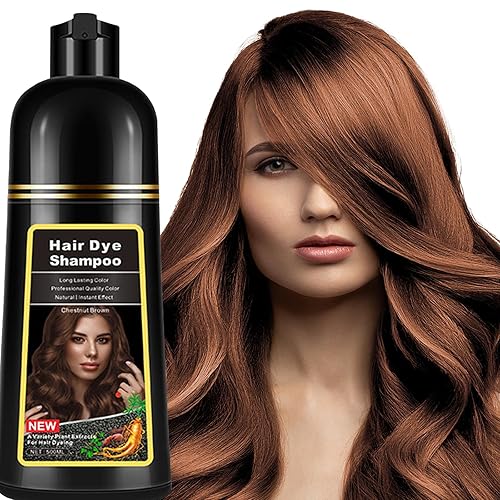 Miniatura 1 de lymznus Champú de tinte para el cabello castaño castaño 3 en 1, champú instantáneo de color marrón para hombres y mujeres, champú para cabello
