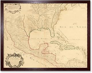 Wee Blue Coo Map Antique 1703 Mexico Caribbean Islands USA Gulf Ocean France Art Print Framed Poster Wall Decor 12x16 inch