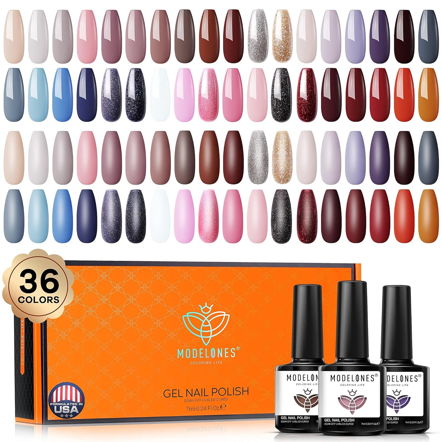 modelones 38Pcs Nail Primer and Nail Prep Dehydrator with Pastel Summer Glitter Gel Nail Polish Set