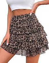 Adigaber Women's High Waist Ruffle Mini Skirt with Shorts