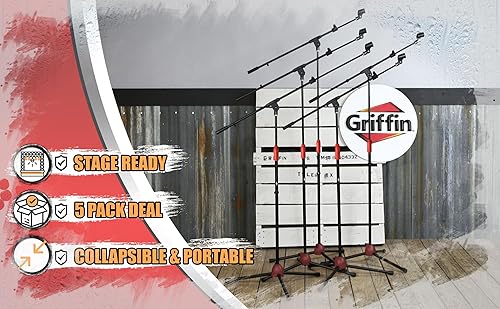 Miniatura 9 de GRIFFIN - Soporte para micrófono con brazo telescópico (paquete de 5)  Soporte ajustable para accesorios de grabación de estudio, cantar karaoke
