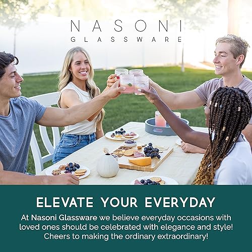 Miniatura 7 de Juego de 6, vasos transparentes de 10 onzas en caja de lujo, vasos de beber con cuentas en relieve, versátiles vasos de hobnail para todas las