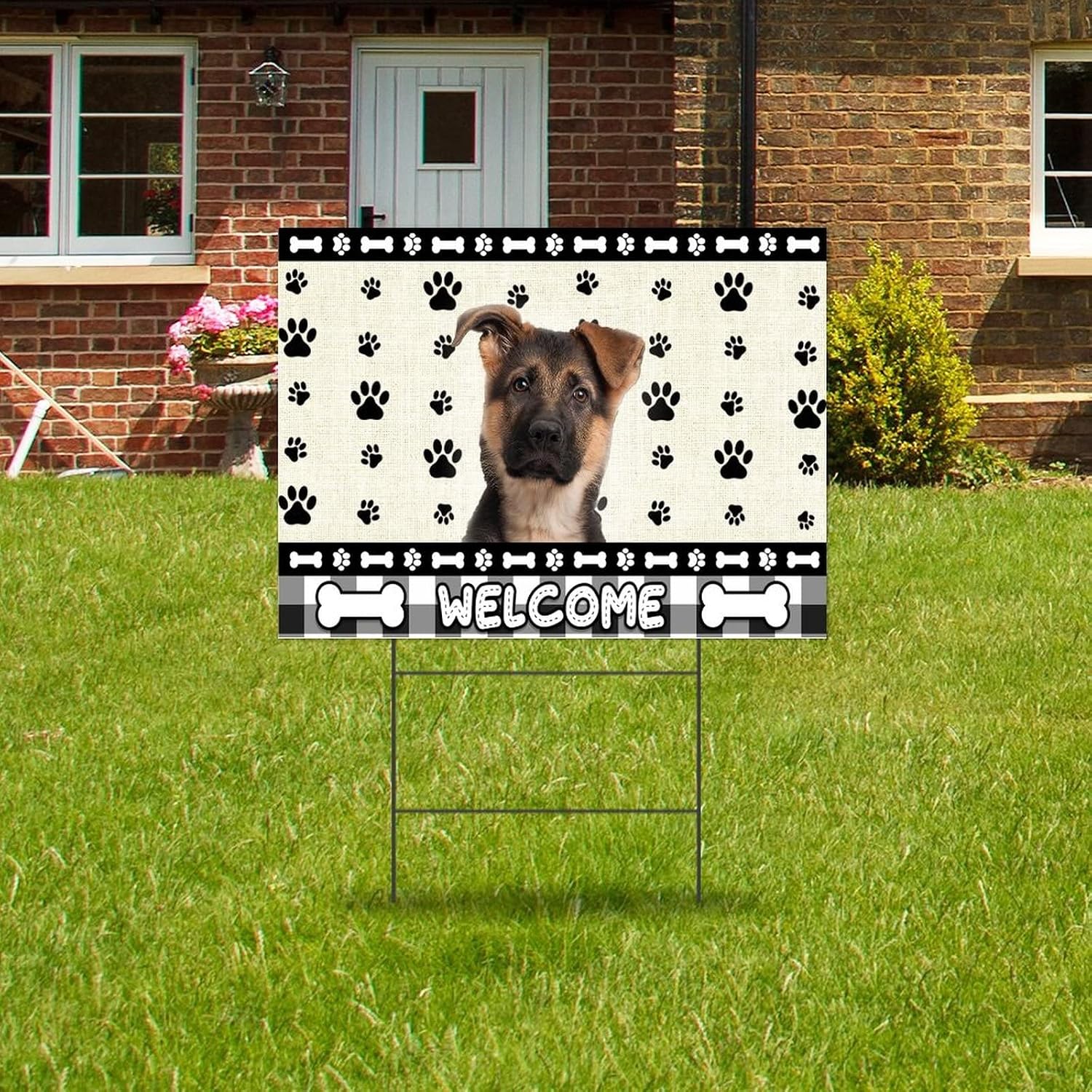 Welcome Yard Signs German Shepherd Garden Yard Signs Dog Breed 12x18in Easy to Mount Personalized Dog Sign for Indoor Outdoor Yard Garden Lawn Party Decor image 3