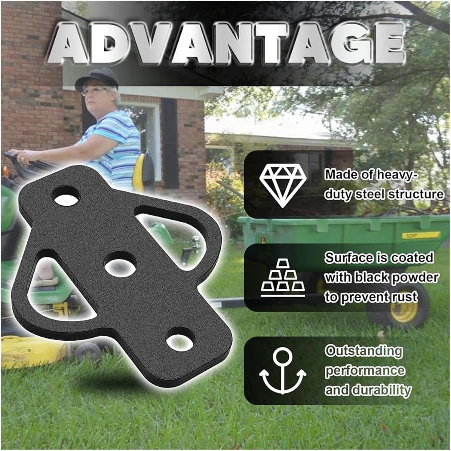 Lawn Mower Accessories 3-Way Trailer Hitch Adapter Receiver Hitch for Lawn Mower Attachments Cart Garden Tractor Flat Towing Tow Ball Mount Tool