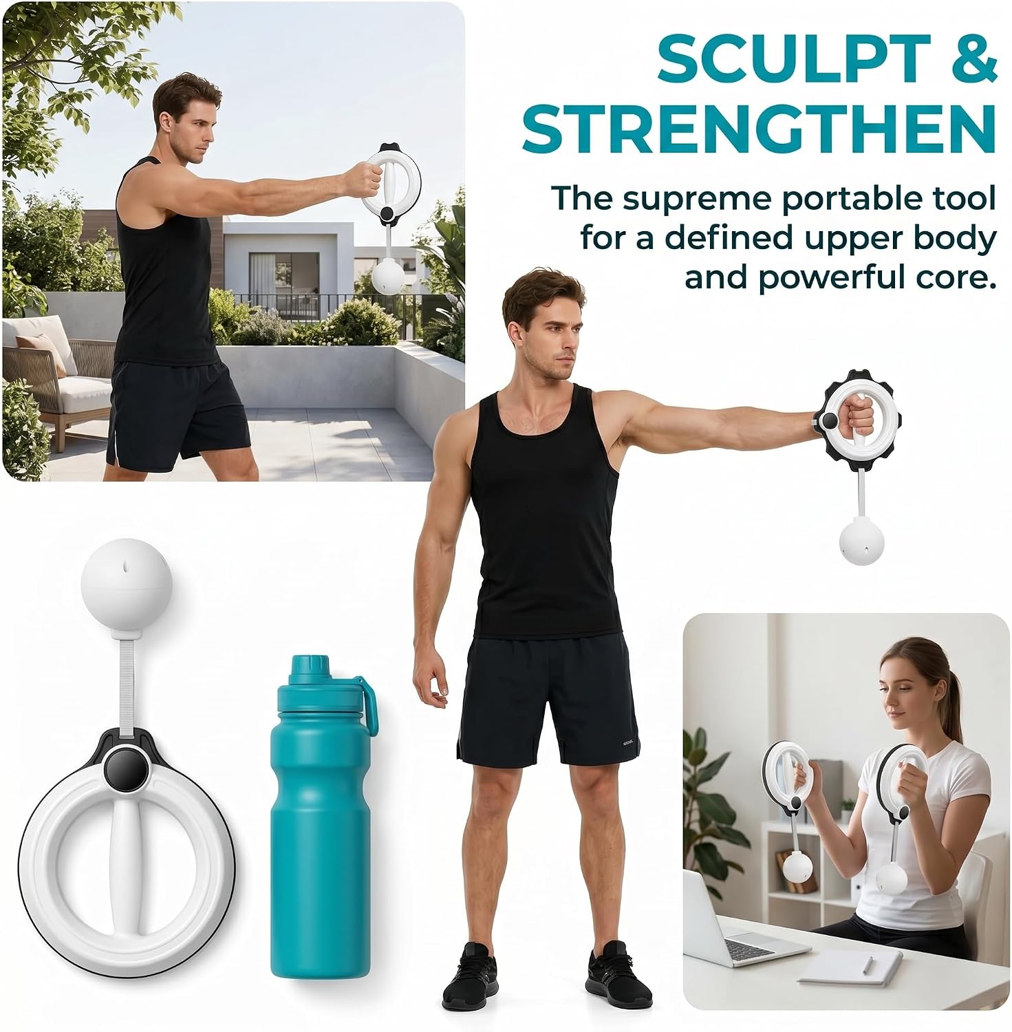 360° Hand-Crank Arm Trainer & Shoulder Exerciser – Shoulder Reliever Ball Swing Arm Exercise Equipment for Men & Women, Portable Arm Workout Equipment for Forearm