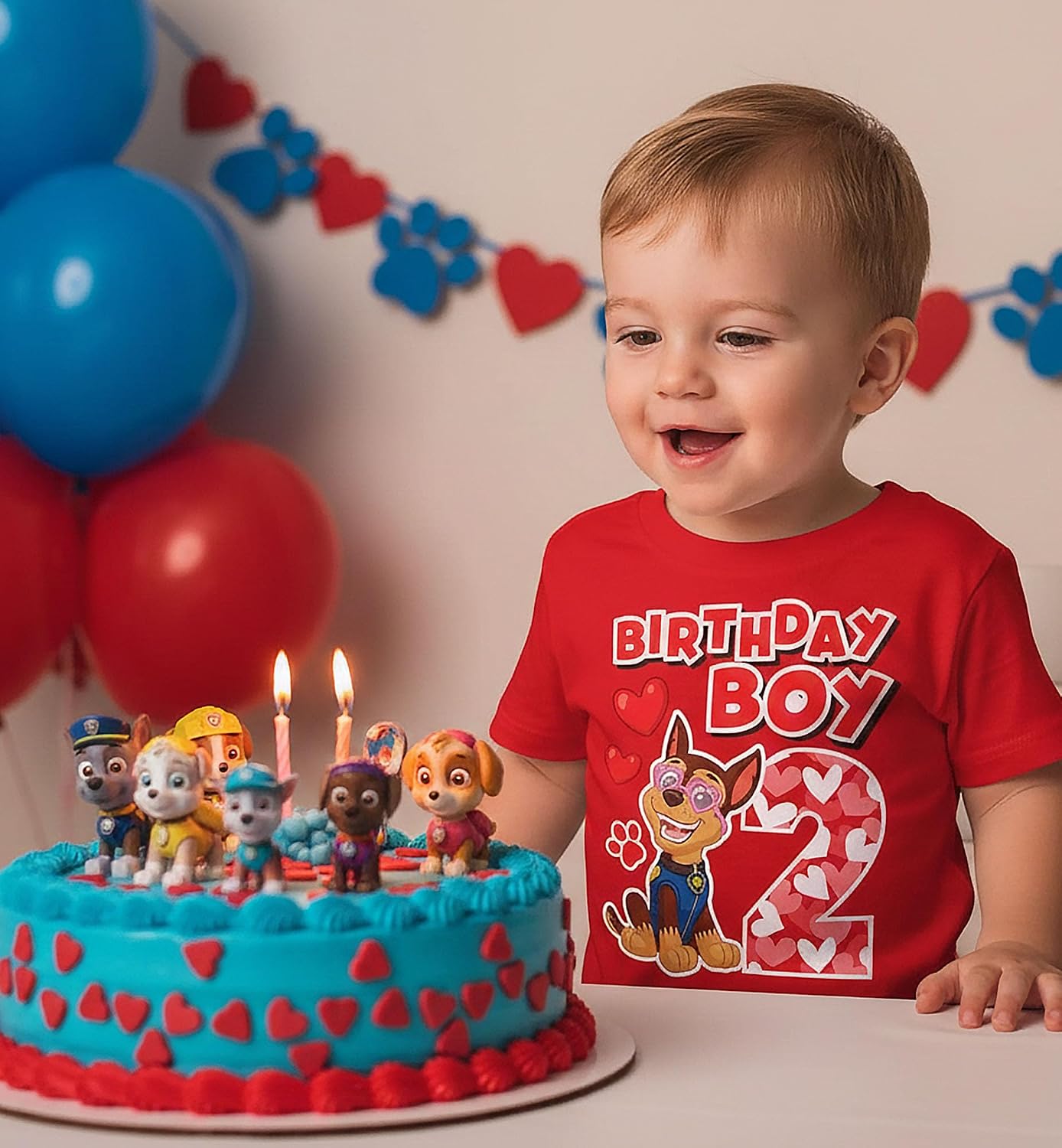 Chase Paw Patrol 2nd Birthday Shirt for Boys - Toddler Party T-Shirt Gift for 2 Year Old