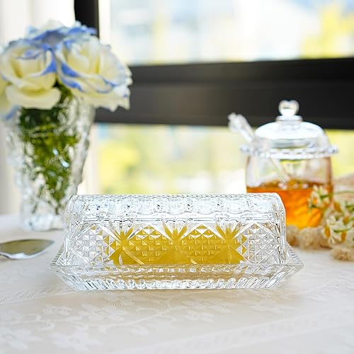 Miniatura 6 de Mantequillera de cristal para encimera, soporte para mantequilla de 7 pulgadas, recipiente transparente para mantequilla, apto para lavavajillas