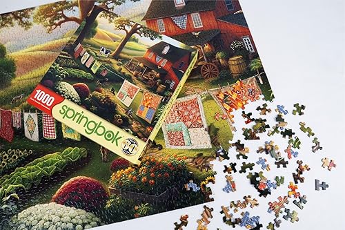 Vista 5 de Springbok Country Farm Life - Rompecabezas de 1000 piezas para adultos, piezas de corte único, fabricado en Estados Unidos Vida en la granja