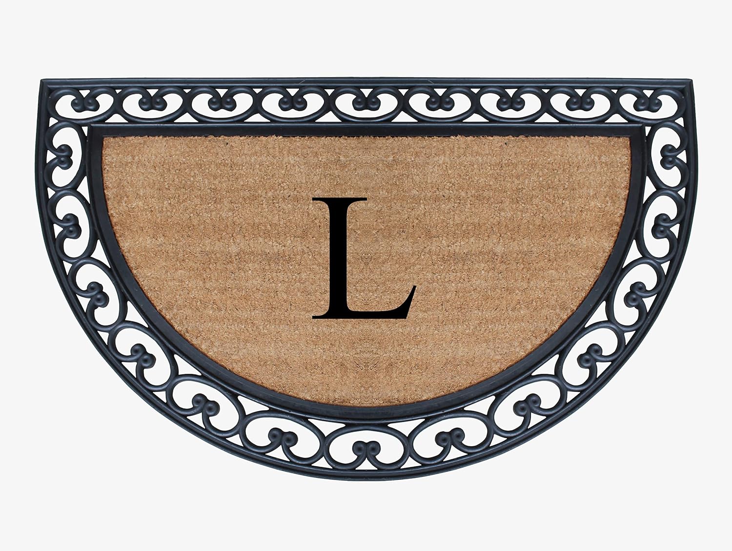 A1 Home Collections A1HC Natural Coir Monogrammed Door Mat for Front Door, 30"x48", Anti-Shed Treated Durable Doormats for Outdoor Entrance, Heavy Duty, Low Profile, Easy to Clean, Long Lasting Mats