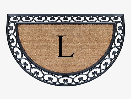 A1 Home Collections Tapete doble con diseño de paisley fabricado en hule y fibra de coco, contiene monograma., L