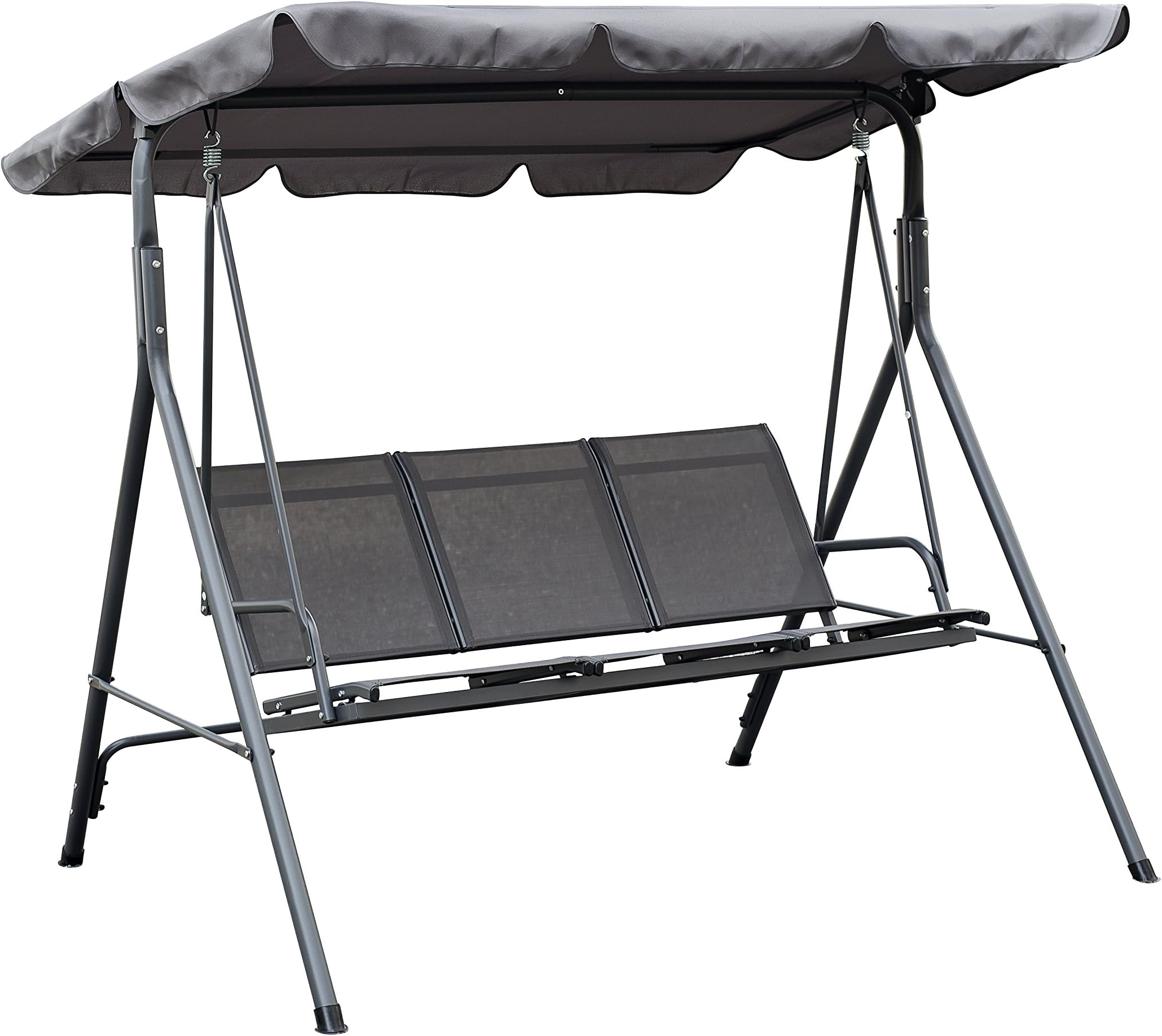 Happy Green Aruba Garden Swing 3 Seater for Adults, Anthracite, 54x145x20.5 cm