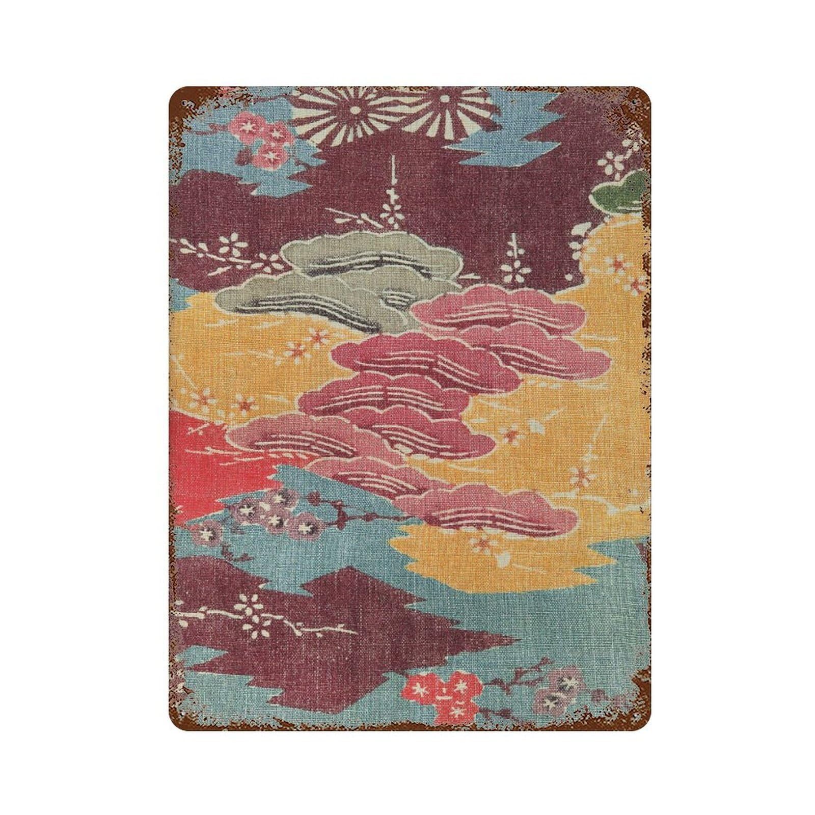xiaoxiaoshen Vintage Plum Chrysanthemum Textile Wall Decor Art Metal Tin Poster Modern Home Decor Art Home Bar Shop Decorations Vintage Sign 40x30cm