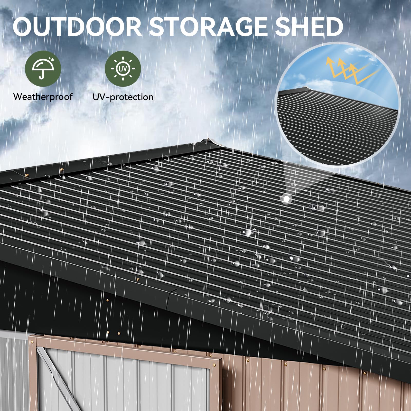 Aoxun 12x10 FT Shed Metal Outdoor Waterproof Storage Shed Steel Utility ...